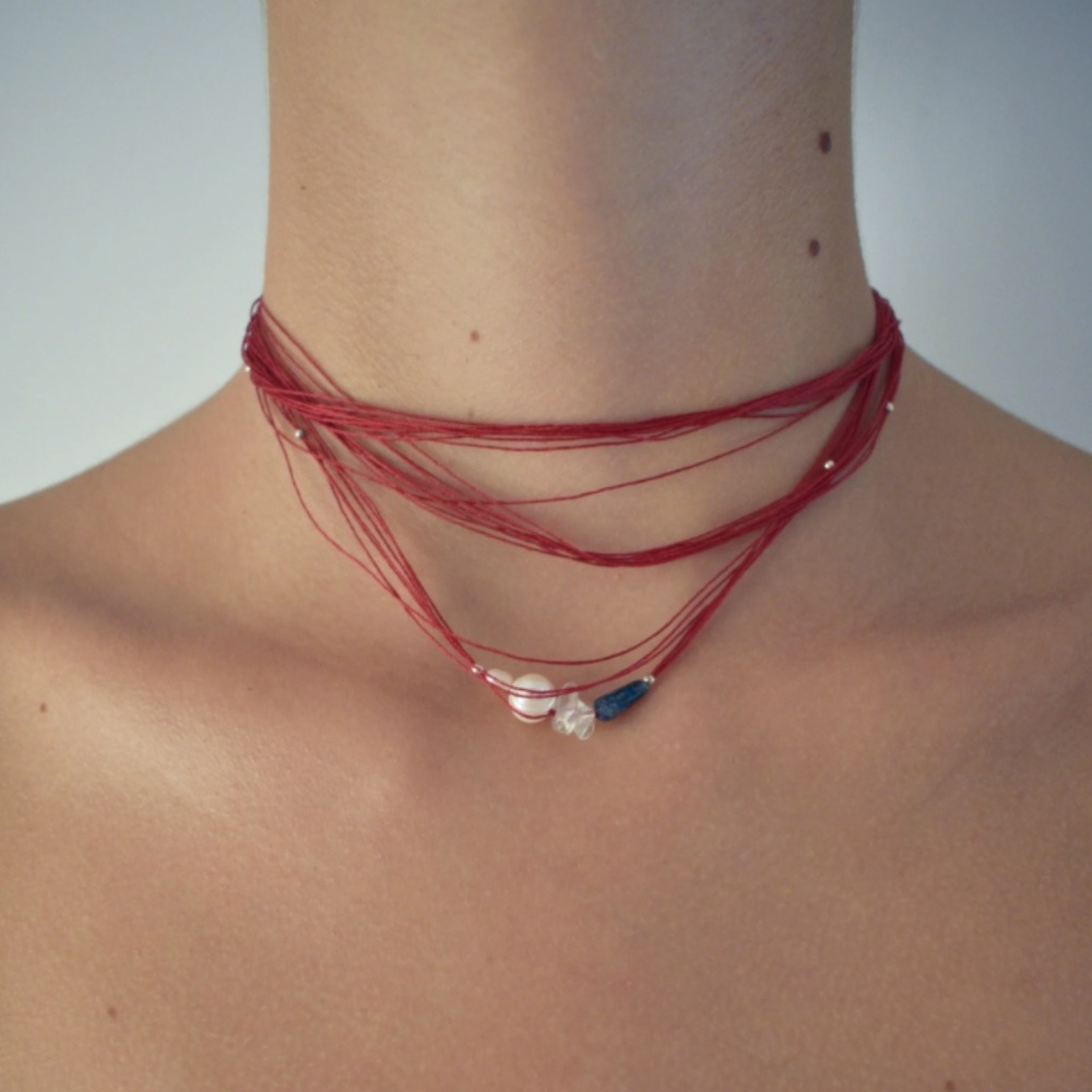 LES BEADS Api Red Necklace / Pearl and Soladita